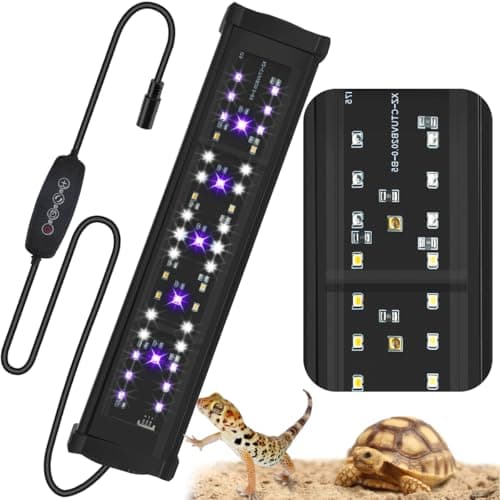 11-Inch 15W LED UVB Light for Reptiles with Dimming & Timer, Adjustable 10.0-20.0 UVB UVA Lamp for Bearded Dragons, Turtles, Snakes – Full Spectrum UVI Lighting Fixture for Desert & Tropical Habitats - Image 1