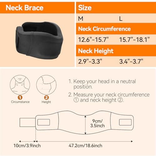 Goldeer Neck Brace for Sleeping, Soft Foam Cervical Collar Neck Support Brace, Keep Vertebrae Stable for Relief of Cervical Spine Pressure for Women & Men(Large) - Thumbnail 6