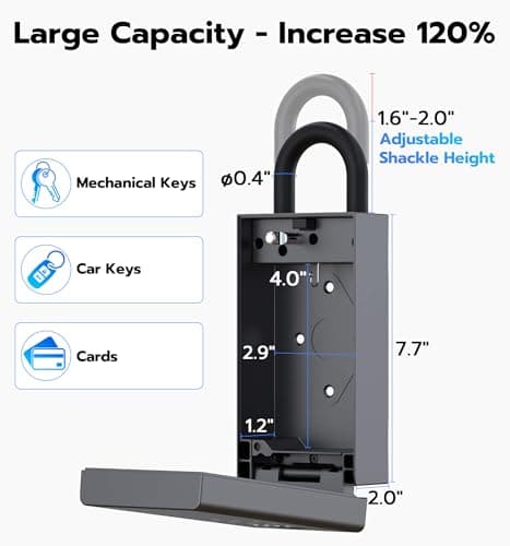 Anweller Lock Box for Keys with Code, Fingerprint RFID Smart Bluetooth Key Hider, Outdoor Waterproof Combination Lockbox for Realtor, Hosts, Keys Safe Storage, Hide a Key, Door Hanging & Wall Mount - Thumbnail 2