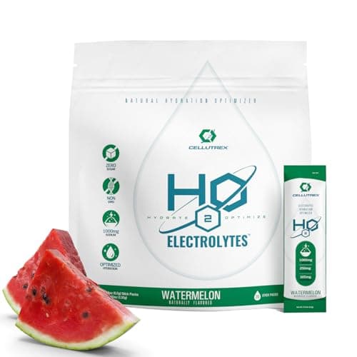Cellutrex® H2O Electrolytes – Electrolyte Powder Drink Mix, Zero Sugar, Natural Himalayan Salt Hydration Packets for Recovery and Wellness, FSA-HSA, Watermelon, 20 Sticks