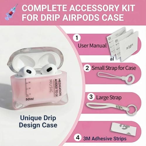 ZZTLHDS Music Drip Compatible AirPods Case, Compatible with AirPods Pro 1/2 and AirPods 4rd, Liquid Silicone Anti Fall Protective Cover with Lanyard (AirPods 4) - Thumbnail 4
