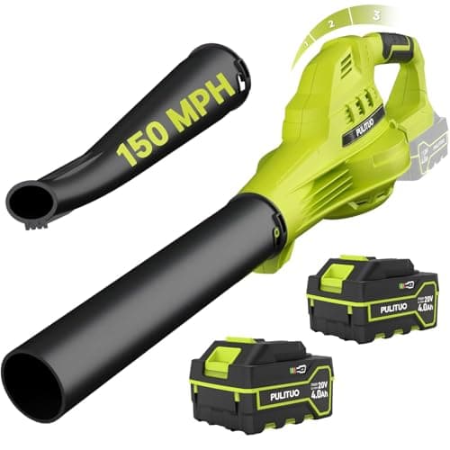 Leaf Blower Cordless with 2X 4.0Ah Batteries and Charger, 150MPH Lightweight Cordless Blower, 3 Speeds Small Electric Leaf Blowers for Lawn Care, Patio, Yard, Leaves, Grass, Dust (Upgraded Green) - Image 1