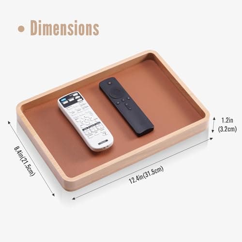 ProCase Wooden Valet Tray for Men, Wood Catch-All EDC Organizer, Nightstand, Entryway Bedside Dump Holder, for Wallets, Keys, Watches, Phones, Loose Change, Trinkets -LightBrown - Thumbnail 6