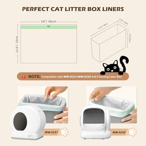 Automatic Cat Litter Box Liners Bags Compatible with MeoWant-SC01 & MeoWant-SC02, Self-Cleaning Kitty Litter Liners Bags, Heavy-Duty Thick Drawstring Replacement Liner Bag 18" x 12.6" (30 PCS) - Thumbnail 2