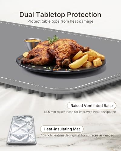 Food Warming Mat Extra Large, 40" x 15" — No Open Flame & No Bulky Heating Stand Required — Foldable Silicone with 7 Temp Settings & 8-Hour Timer for Party, Gathering & Daily Use - Thumbnail 6