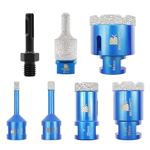 Diamond Core Drill Bit Set - 6/8/25/35/50mm Diamond Hole Saw & for Porcelain Tile Ceramic Marble Granite Drilling 10-25mm Diamond Finger bit with 5/8-11 Thread&Adapter - Image 1
