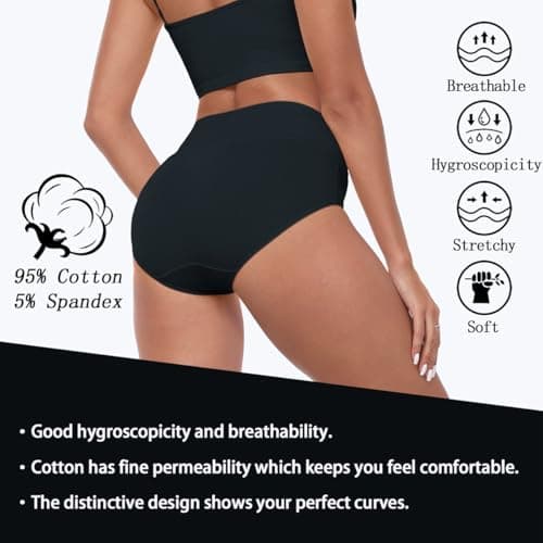 IWOLLENCE Womens Cotton Postpartum Underwear High Waisted Full Coverage Panties Plus Size & Regular - Thumbnail 2