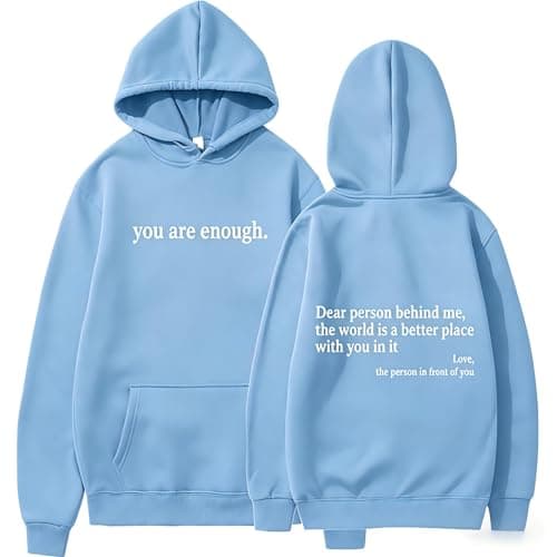 Enthowother Dear Person Behind Me Sweatshirt Hoodie,Halloween Sweatshirt White Hoodie (Sky Blue Hoodie,L) - Image 1