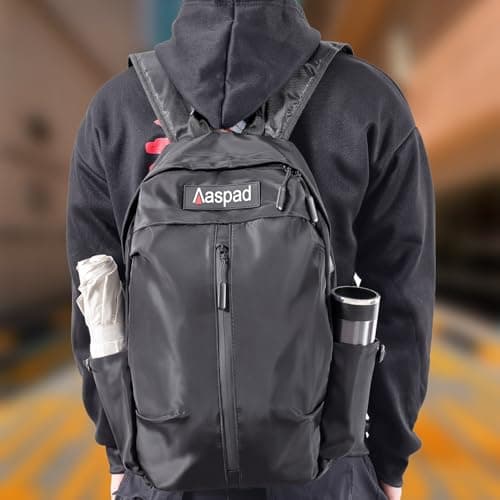 Aaspad Laptop Backpack for Men and Women Lightweight Daypack Slim Sturdy Business Offices Knapsack Daily Commute Necessities (Black) - Thumbnail 5