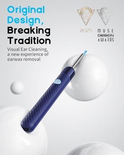 Loyker Ear Wax Removal, Ear Cleaner with Camera with 1080P, Otoscope with Light, Ear Wax Removal Kit with 6 Ear Pick, Ear Camera for iPhone, iPad, Android Phones (Blue) - Thumbnail 2