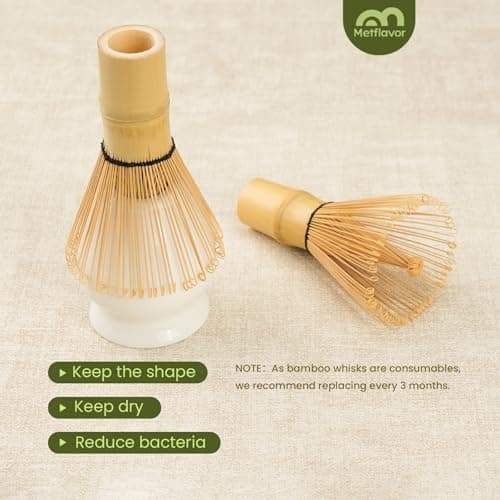 Matcha Whisk Set, Ceramic Bowl Matcha Kit & Handcrafted Bamboo Chasen, Complete 5 Pcs Matcha Set Whisk and Bowl, Stainless Steel Sifter, Bamboo Scoop & Holder for Matcha Lovers - Thumbnail 6