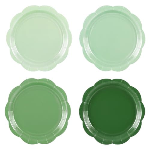 NatNarr 48 Pcs Sage Green Scalloped Paper Plates, 9" Disposable Dessert Dinner Plates Sage Green Cute Party Supplies for St. Patrick's Day Bridal Baby Shower Wedding Tea Party