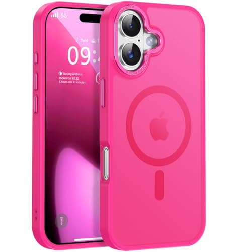 Newfuture Magnetic for iPhone 17 Case [Compatible with Magsafe] [Military Grade Drop Protection] Translucent Matte Anti-Scratch Shockproof Protective Phone Cover 6.3 Inch, Hot Pink - Image 1