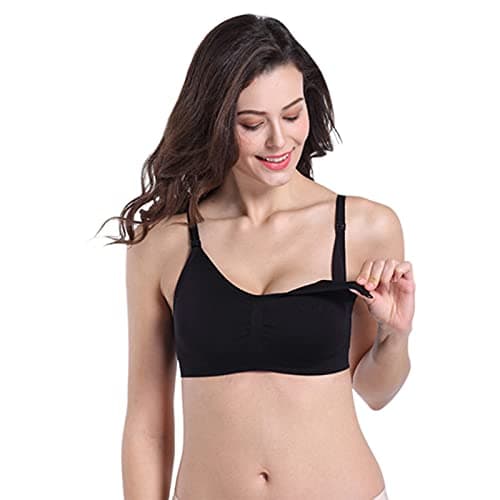 Stelle Nursing Bras Maternity Bra for Breastfeeding Pregnancy Wireless Bralette with Pads, Extenders (Black+Beige+Rose Pink,M) - Thumbnail 3