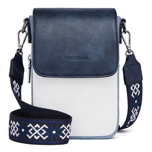 POIUGOYA Small Crossbody Bags for Women Trendy,Leather Triple Compartment Cell Phone Crossbody Wallet Purses with Card Slots - Image 1