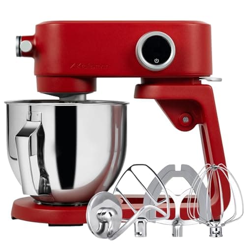 Kraftsman Stand Mixer Heavy Duty - All Metal Kitchen Standing Mixer 5.3 Quart with 4 Stainless Steel Attachments, DC Motor & Multifunctional Power Hub, 8-Speed & Timer, Lower Noise (Red) - Image 1