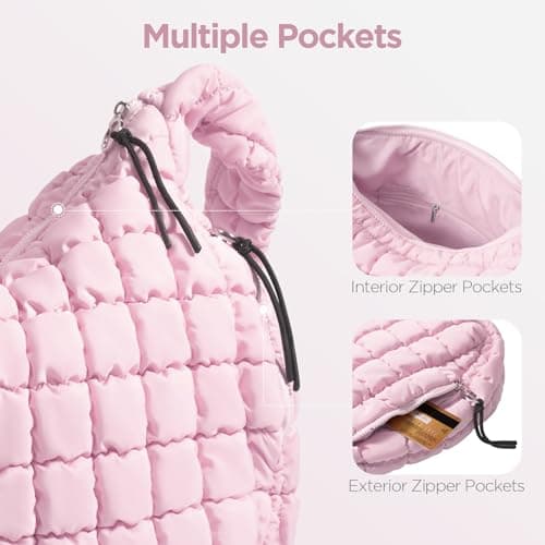 Puffer Tote Bag for Women Large Quilted Tote Bag Quilted Carryall Bag Soft Puffy Crossbody Bag Hobo Handbags Puff Purse - Thumbnail 6
