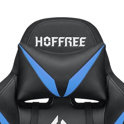 HOFFREE Gaming Chair Massage with Bluetooth Speakers and Led Lights Ergonomic Computer Gaming Chair with Footrest RGB Video Game Chair with High Back Lumbar Support Blue and Black - Thumbnail 6