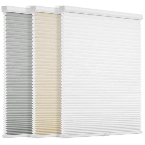 Changshade Cordless Light Filtering Cellular Shades for Indoor Windows Doors, Pull Down Honeycomb Blinds Thermal Insulated 1.5 Inch Accordion for Home, Bedroom, Bathroom, Nursey,44" W×64" H, Gray - Thumbnail 5