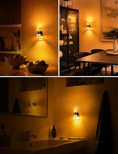 L LOHAS LED Night Light,Dimmable Night Lights Plug into Wall, Acrylic Nightlights with 0-100 LM Adjustable Brightness, Amber Plug in Night Light with Dusk to Dawn Sensor, for Bathroom Hallway - Thumbnail 3