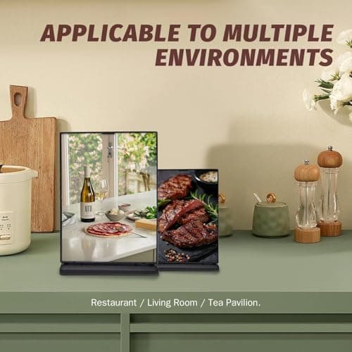 vilkok 8x6 Acrylic Sign Holder, 4 Pack Horizontal Clear Display Stand, Double-Sided Menu Holder for Events, Stores, Cafes, Durable Black Sign Frame - Thumbnail 4