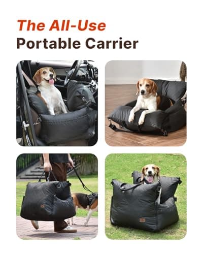 PET MARVEL Dog Car Seat for Small Dogs Up to 25 lbs, Pet Booster Seat & Travel Carrier with Safety Leash and Thick Cushion, Fully Detachable Washable Pet Bag with Storage Pocket, Portable, Black - Thumbnail 2