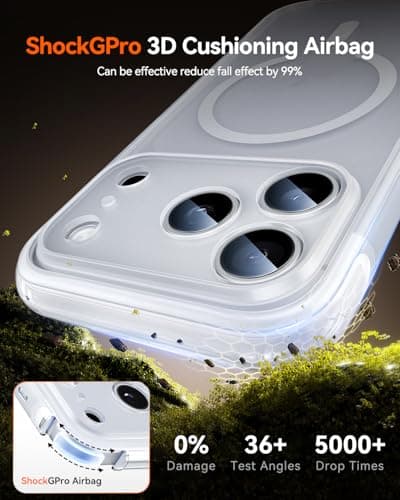 Gadged GPro Air for iPhone 17 Pro Max Case with Screen Protector, [Full Camera Protection] Fit for MagSafe, Mil-Grade Drop Tested, Shockproof Matte Cover for iPhone 17 Pro Max Phone Case 6.9'' White - Thumbnail 5