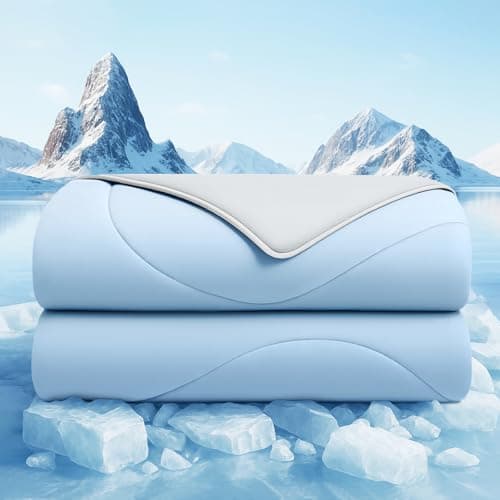 BestGlory Cooling Comforter Queen Size, Cooling Blankets for Hot Sleepers and Night Sweats, Double Side Cool Soft Light Micro Gravity and Breathable Absorb Heat Bed Blanket 90"×90" Inches, Light Blue - Image 1