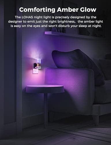 Night Lights Plug into wall, Color Changing Night Light with Rotatable Plug, Dusk to Dawn Light Sensor and Adjustable Brightness, Elegant Design Night Light for Kids Bedroom,Bathroom, 2 Pack - Thumbnail 5