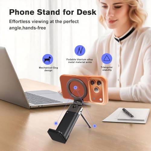 SOGUE Airplane Travel Essentials Men Phone Holder,Plane Phone Mount for MagSafe,Foldable Magnetic Phone Stand for Desk 360° Swivel Universal in Airplane Gadgets Spring Break Essentials for iPhone 17 - Thumbnail 4