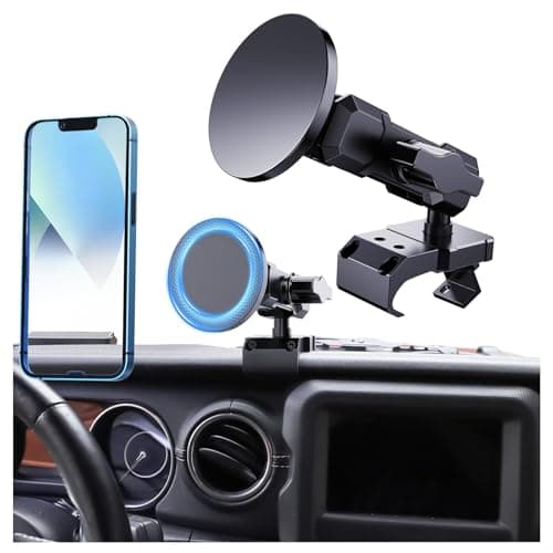 DIAMOOKY Upgraded Metal Phone Mount for Jeep Wrangler JL JLU 2018-2023 and Gladiator JT 2020-2023 Magnetic Phone Holder Dash Mount System Kit Dashboard Accessories Driver Side (Not for 4xe & 2024+)