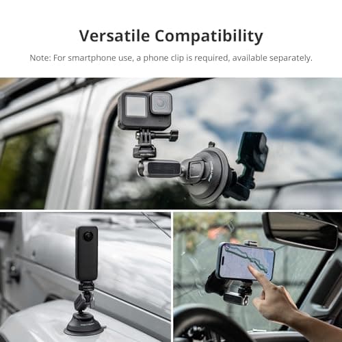 PGYTECH CapLock Suction Cup Car Mount, Quick Release for Action Camera, 1/4"-20 Thread Adapter, Compatible with DJI OSMO Action 6/5 Pro/Pocket 3/Xtra Muse, Gopro 13/12, Insta360 Ace Pro 2/X5/ONE RS/R - Thumbnail 4