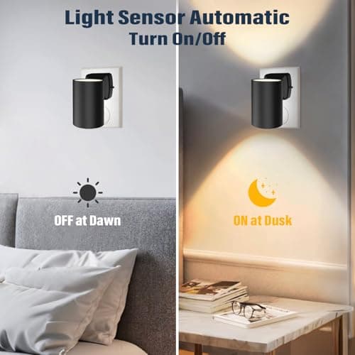 NOVELUX ETL Certified 2700K Night Lights Plug into Wall, Modern Plug in Night Light, Dusk to Dawn Light Sensor Nightlight, Warm White, Adjustable Brightness, Night-Lights for Hallway,Bathroom, 8 Pack - Thumbnail 2