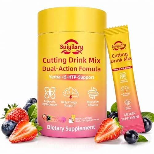 Suiyilary Cutting Drink Mix – Satiety & Metabolism Support | Berberine, Chromium, FOS, Yerba Mate & 5-HTP | Gut Health & Energy | Sugar-Free, Vegan, Non-GMO | Strawberry Açaí | 30 Sticks - Image 1
