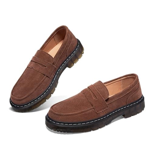 SENNYO Women's Suede Penny Loafer Comfort Driving Moccasins Casual Slip-Ons Loafer Flats Fashion Women Business Work Shoes Brown,9 US - Image 1