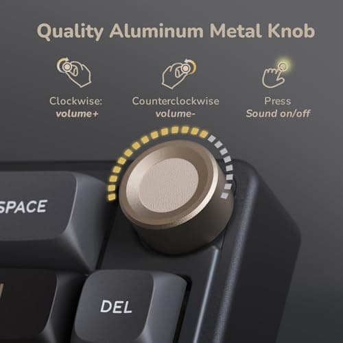 RK ROYAL KLUDGE R65 Wired Gaming Keyboard with Volume Knob, 60% Percent RGB Backlit Mechanical Keyboard Gasket Mount with PBT Keycaps, MDA Profile, QMK/VIA, 66 Keys Hot Swappable Cream Switch, Black - Thumbnail 3