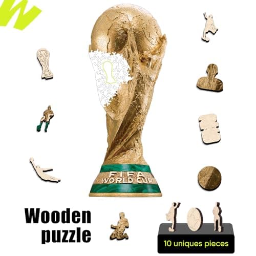 Official FIFA World Cup 2026 Edition Trophy Puzzles for Adults, 200 Pieces Football Merchandise Wooden Puzzles, Unique Soccer Gifts for Fans, Collectors Puzzle, 6.3 x 15.7 Inch Sports Souvenirs - Thumbnail 2