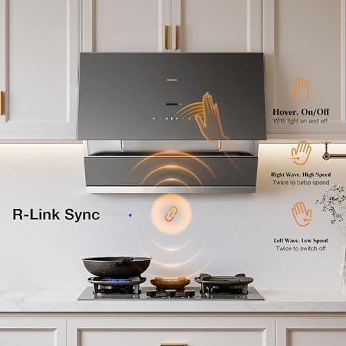 ROBAM Under Cabinet or Wall Mount Kitchen Range Hood 30" R-Max3 Black, 1200CFM Auto-Adjust Speed Control with LED Lights Vent Hood, Fingerprint Resistance and R-Link Tech - Thumbnail 2