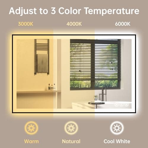 40x30 LED Bathroom Mirror with Lights, Black Aluminum Framed, Backlit + Front Lit, Lighted Bathroom Vanity Mirror for Wall, Anti-Fog, Memory Function, Dimmable, Shatterproof ETL Listed - Thumbnail 5