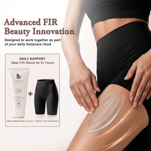 LADY B Firming Anti-Cellulite Body Lotion with Caffeine & Shea Butter – 6.8 Fl Oz Swiss Body Cream + Italian FIR Smartwear 2-in-1 Set, Invisible Shaping for Smooth Tight Skin, Clinically Tested （L/XL） - Thumbnail 6