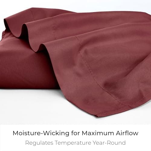 Mellanni Twin Size Flat Sheet - Iconic Collection Bedding - Hotel Luxury, Extra Soft, Cooling - Wrinkle, Fade, Stain Resistant - 1 Flat Sheet Only (Twin, Brick Red) - Thumbnail 4