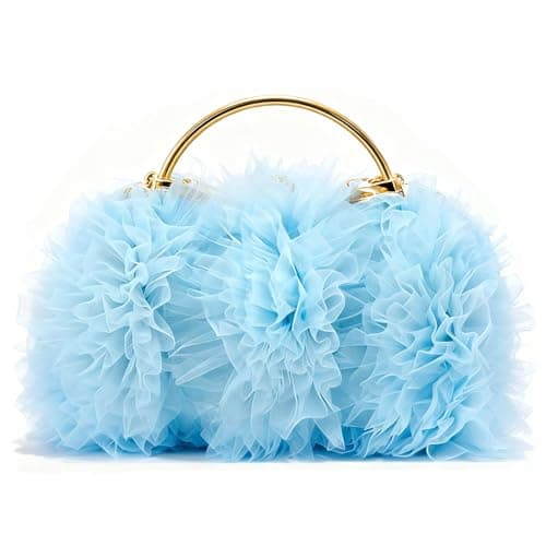 2026 Elegant Lace Floral Clutch for Women Formal Evening Bag Cute Purse Flower Wedding Handbag(Blue) - Image 1