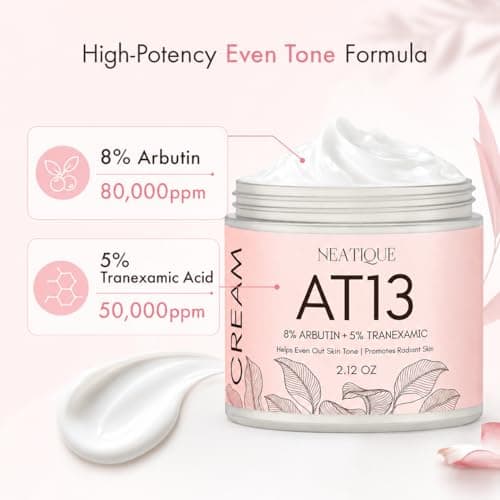 Neatique Arbutin 8% + Tranexamic Acid 5% Face Cream, Dark Spot Corrector with Niacinamide & Glutathione, Lightweight Moisturizer for Uneven Tone & Post-Blemish Marks, 2 fl oz/60 ml - Thumbnail 2