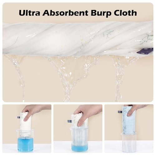 LIAORATELUO Muslin Burp Cloths 3-Pack, Large 20" x 10", 100% Cotton, Ultra-Absorbent for Newborns, Cute Neutral Prints, Multi-Use as Wash Cloths, Face Cloths & Baby Bibs - Thumbnail 4