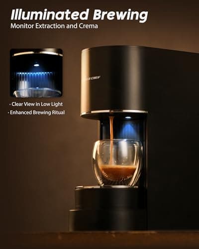 PURHUGO CHEF Espresso Machine Coffee Makers, Compatible with Nespresso Original Pods, One-Touch with Illuminated Brew Zone, 20 Bar Pump, 33.8oz Removable Tank, Compact Design, CM-C07-A - Thumbnail 2