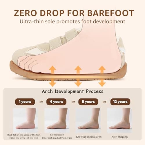 STEP QUEEN Toddler Girl Wide Toe Box Barefoot Walking Shoes Zero Drop Lace Sneakers for Outdoor Activities Beige Toddler 8 - Thumbnail 5