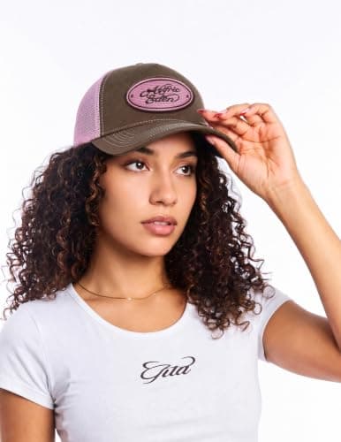 Aelfric Eden Trucker Hat Color Block Mesh Snapback Baseball Cap Brown Pink - Thumbnail 3