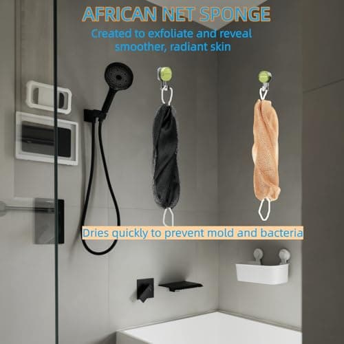 African Shower Net Sponge with Knotted Design – Exfoliating Afro Bath Mesh Scrubber – 2-Pack Body Wash Net for Deep Cleansing, Suitable for Most Skin Types & Back Washing - Thumbnail 2