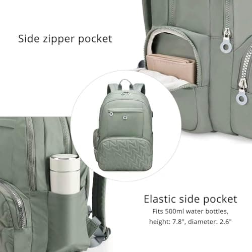 Swissdigital Design Travel Backpack for Women, 15.6 inch Laptop College Grayish Medium Simple Modern Backpacks for School with USB Charging Port for Womens Girls | SD1711-27 - Thumbnail 6