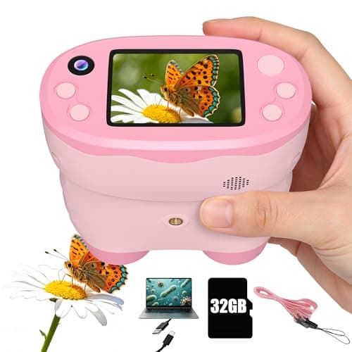 Mefhinrix 1000X Handheld Microscope for Kids 2.0" Screen, Rechargeable 3 in 1 Pocket Digital Kids Microscopes with Camera & Selfie Lens, Edu Science Kits for Kids 4-6 8-12 Pink, 32GB TF Card Included - Image 1